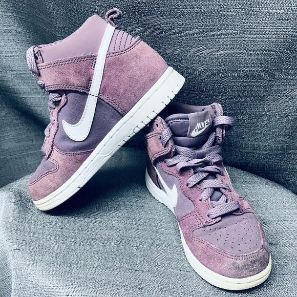 Nike Dunk High Suede Violet Dust/White PS PreSchool Size 12c 905353 500 - Picture 2 of 10
